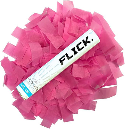 Ultimate Confetti Flick Stick Launcher - Handheld 6" Confetti-Launcher Wand, Flick to Launch Biodegradable Tissue Confetti (PInk, 8 Confeti Launchers Tubes, 2 Handful of Confettis per Wand, 1.5oz)