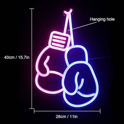 Lucunstar Boxing Gloves Neon Sign Blue Pink LED Light Sign Boxing Gloves Neon Signs for Gym Wall Decoration Gym Neon Light with USB Switch Room Decor Man Cave Decor for Men