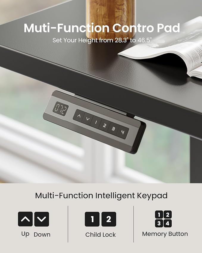 FEZIBO L Shaped Electric Corner Standing Desk, 55×32 inch Home Office & Computer Height Adjustable Table with 4 Memory Height Settings, Ergonomic Sit and Stand Desk with Splice Board, Black Top