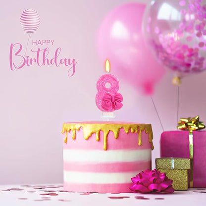 Number 8 Rose Birthday Candle, 3" Tall, Smokeless, Eco-friendly, Non-toxic, Indoor Use Only