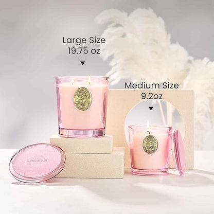 M&SENSE Large Two-Wick Soy Candle | Saltwater Rose & Pink | 19.8 oz, 120H Burn Time | Luxury Scented Candle for Relaxation, Gifting, Home Décor | Ideal for Bedroom, Office, Party Ambiance
