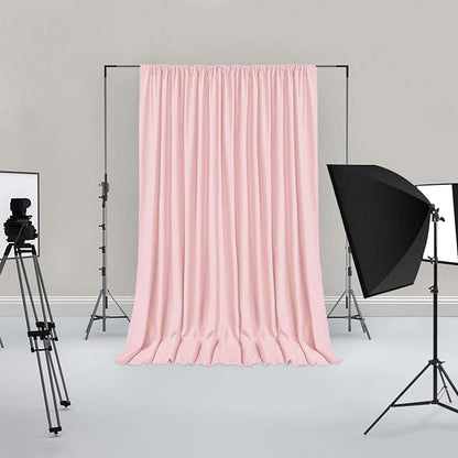 Hiasan Blush Pink Screen Backdrop Curtains for Parties, Polyester Photography Backdrop Drapes for Family Gatherings, Wedding Decorations, 5ftx10ft, Set of 2 Panels