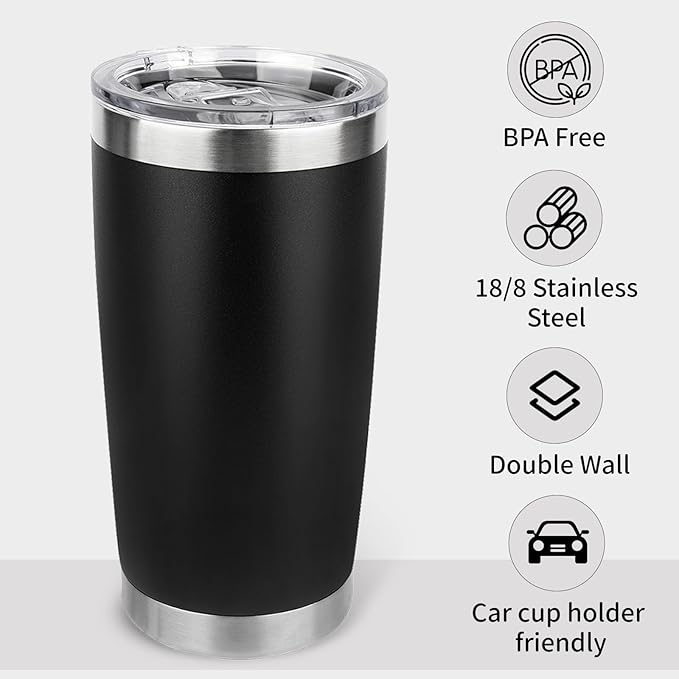 20oz Stainless Steel Tumbler Bulk with Lid, Travel Mug - Double Wall Vacuum Powder Coated Cup - Mix, 12 Pack