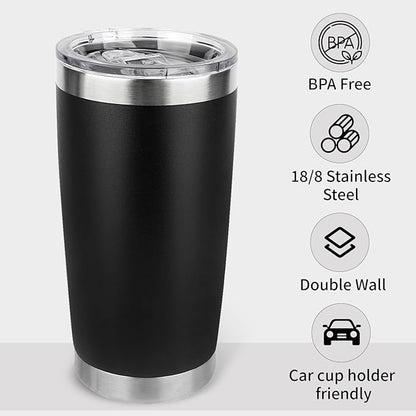 20oz Stainless Steel Tumbler Bulk with Lid, Travel Mug - Double Wall Vacuum Powder Coated Cup - Mix, 12 Pack