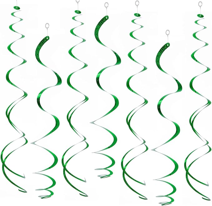 30 pcs Green Hanging Swirl Decorations Ceiling Swirls Party Decorations Plastic Party Streamer, 26"