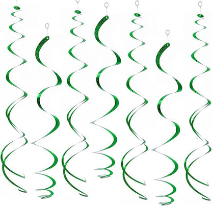 30 pcs Green Hanging Swirl Decorations Ceiling Swirls Party Decorations Plastic Party Streamer, 26"
