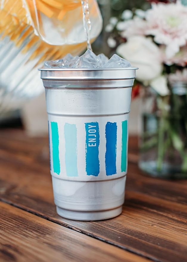 Ball Aluminum Cup Recyclable Party Cups, Wholesale Bulk Pack, Everyday Logo, 20 oz. Cup, 600 Cups Per Pack