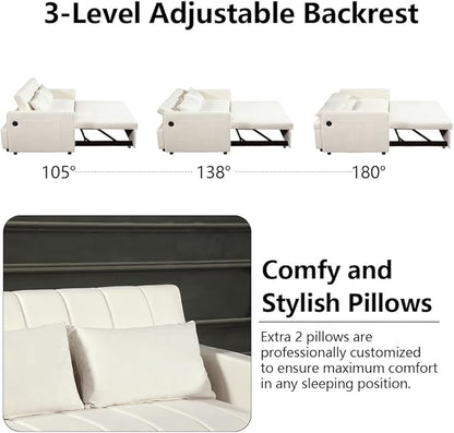 Convertible Chair Bed - Sleeper Sofa Bed with Pillow, Pull Out Sleeper Bed with Adjustable Backrest, Multi-Functiona Lounge Chair with Modern Linen Fabric for Living Room, Apartment