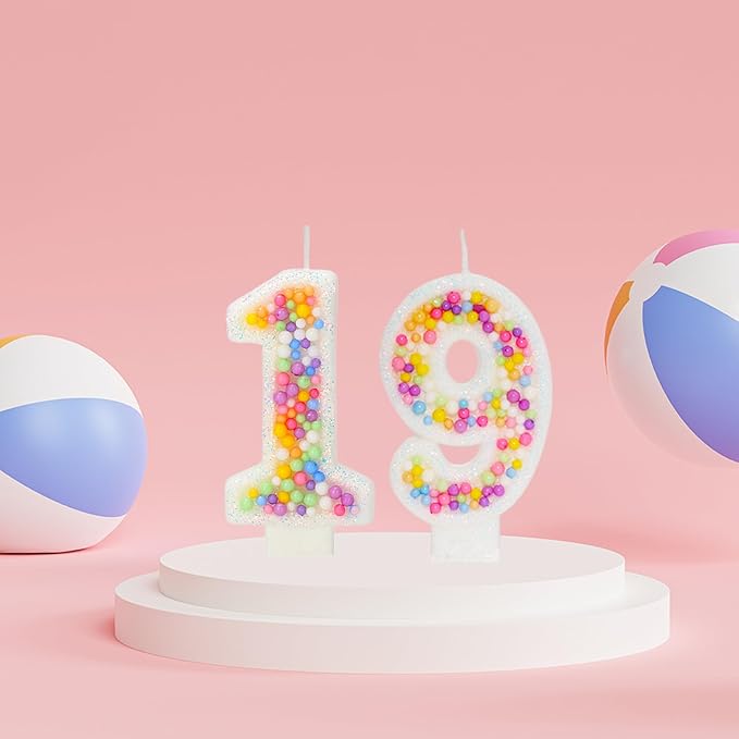 19th Birthday Candle for Cake, Colorful Macaron Numeral Candles for Boys/Girls, Theme Birthday Party Cake Decorations, Cake Topper for Birthday Party Supplies (Number 19)