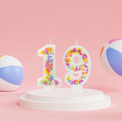 19th Birthday Candle for Cake, Colorful Macaron Numeral Candles for Boys/Girls, Theme Birthday Party Cake Decorations, Cake Topper for Birthday Party Supplies (Number 19)