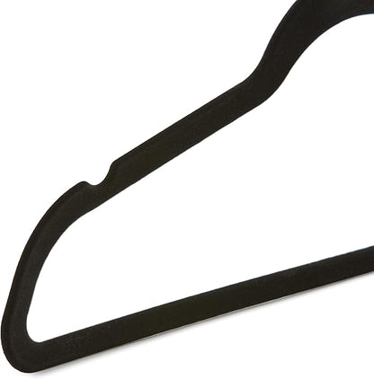 Amazon Basics Slim Velvet Non-Slip Space Saving Suit Clothes Hangers, Closet Organizer, Black/Rose Gold, 100-Pack