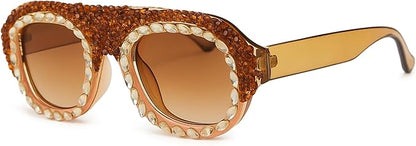 bullabulling Vintage Pilot Rhinestone Sunglasses Women Fashion Diamond bling party Sun Glasses Crystal Shades UV400