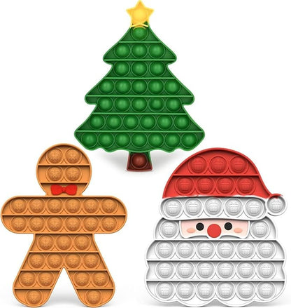 Christmas 2025 Silicone Bubble Press Toy Pack – Festive Holiday Stress-Relief Push-Bubble Sensory Toys with Santa Claus Gingerbread Man Tree, Gifts for Boys Girls Adult ADHD Party Decoration 3+