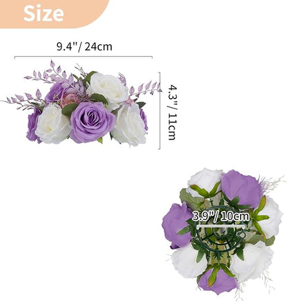 NUPTIO Flower Balls for Centerpieces Wedding: 2 Pcs 9.4 inch Diameter Light Purple & White Artificial Flower Ball Arrangement Bouquet Centerpiece for Tables - Fake Rose Flowers for Wedding Decor