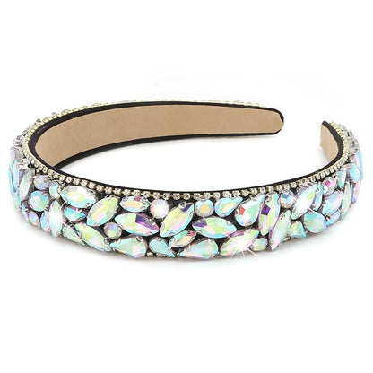 Wecoe Rhinestone Headband Women Vintage AB Silver Headband Non Slip Fashion Bling Sparkly Diamond Hairband Halloween Renaissance Costume Hair Accessories For Women Girls Holiday Birthday Gift