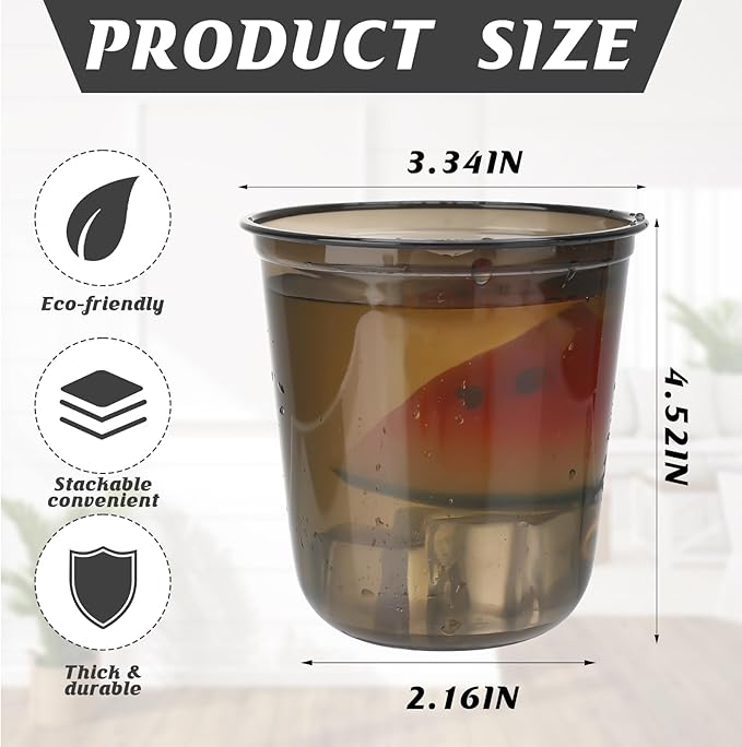 50pcs 12oz Disposable Stemless Glasses,PET Disposable Drinking Cups,Cold Party Clear Plastic Wine Glasses for Parties Birthday,Wedding,Meeting,Christmas Party Supplies. (Black)