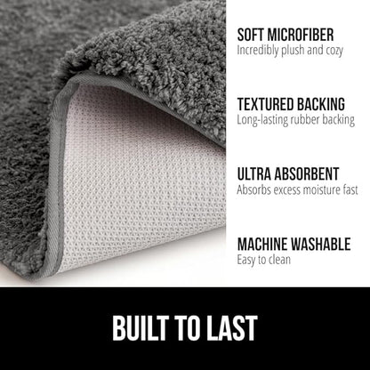 GORILLA GRIP Bathroom Rugs, Ultra Soft Absorbent Mat, Thick Plush Bath Rug, Machine Washable, Microfiber Quick Dry, Mats for Shower, Bathtub and Floor, Home Decor Accessories, 24x17, Charcoal