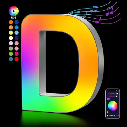 OJQ Light Up Letters LED Letter - Marquee Letters Room Decor Music Sync Color Change Colorful - Christmas Birthday Gifts for Girl Welcome Home Decorations Birthday Gift for Women Gifts for Teens