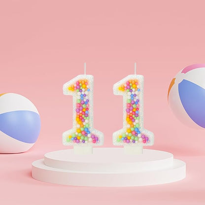 11th Birthday Candle for Cake, Colorful Macaron Numeral Candles for Boys/Girls, Theme Birthday Party Cake Decorations, Cake Topper for Birthday Party Supplies (Number 11)