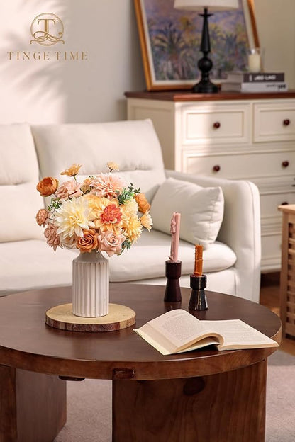 TINGE TIME Fake Flowers Artificial Flowers Peonies Bulbous Chrysanthemum Daisy Hydrangea Sunflower Violets Dahlia Daffodils Epiphyllum Orchid Cherry Blossom Camellia Leyaron (Blush & Champagne)