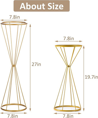 Sziqiqi Flower Centerpieces for Wedding Tables Metal - Geometric Floral Centerpiece Stand for Tabletop Event Party Birthday Tall 27inch Gold