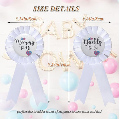 Mommy & Daddy To Be Tinplate Badge Pins, 2Pcs Perfect Baby Shower/Gender Reveal Button Pins for New Parents