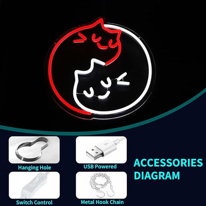 Neon Sign, JGHTURIE Cat Neon Signs for Wall Decor Animal Light Up Sign Cute Led Signs for Kids Game Living Room Bar Party Decor USB Powered