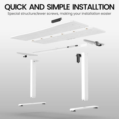 Veken 55 x 28 Inch Electric Standing Desk with Adjustable Height, Sit to Stand Computer Table for Study, Work or Gaming, Home Office Desk White
