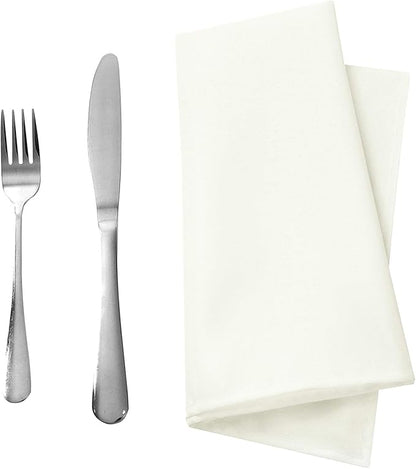 25pcs Polyester Cloth Napkins - 17 x 17 inch Ivory Dinner Washable Napkins with Hemmed Edges for Restaurant/Wedding/Hotel(25,Ivory)