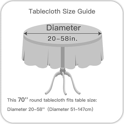 maxmill Round Textured Tablecloth Spill-Proof Wrinkle Free Soft Jacquard Table Cloth for Circular Table Cover, for Dining Room Buffet Banquet Parties Holiday Dinner, 70 Inch, Ochre Yellow
