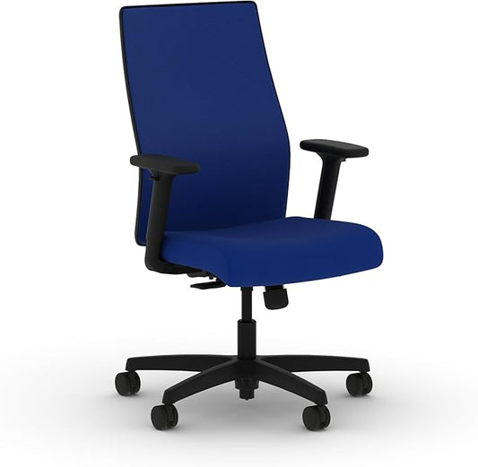 HON Ignition 2.0 Mid Back Task Chair, Spectrum Mesh, Standard Synchro-Tilt Control, Office Chair with Lumbar Support, Height and Width Adjustable Arms, Black Frame, Cobalt