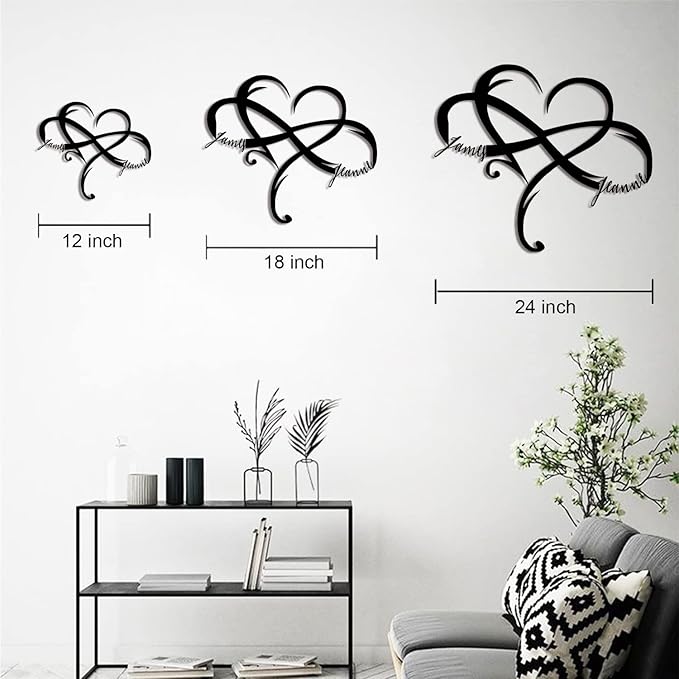 Metal Decorative Signage, Personalized Infinite Heart, 12/18/24 inches, Ideal for Home Decoration and Special Occasion Gift-Giving