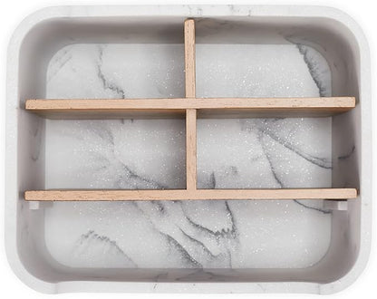 Remote Control Holder with Removable Wood Compartments for Media Devices, Desktop Stationery, and Bedside Nightstands,White