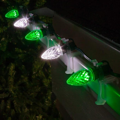 Wintergreen Lighting 50 C7 OptiCore Green and White Commercial Christmas Lights – Heavy Duty Outdoor LED Bulbs for Holiday Light Displays; 18 Gauge Green Wire (50 ft)