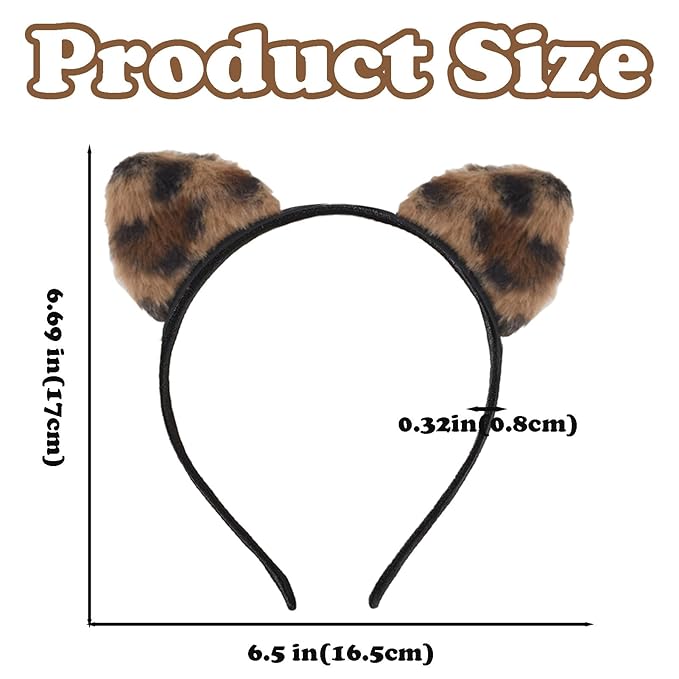 Animal Ear Headbands,3Pcs Plush Cat Ears Costume Headband Hair Band with Cat Ear Cute Ear Hair Accessories for Themed Events and Party Decoration (Brown,Beige,Black)