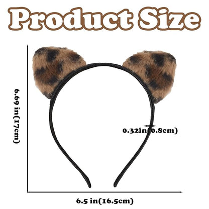 Animal Ear Headbands,3Pcs Plush Cat Ears Costume Headband Hair Band with Cat Ear Cute Ear Hair Accessories for Themed Events and Party Decoration (Brown,Beige,Black)