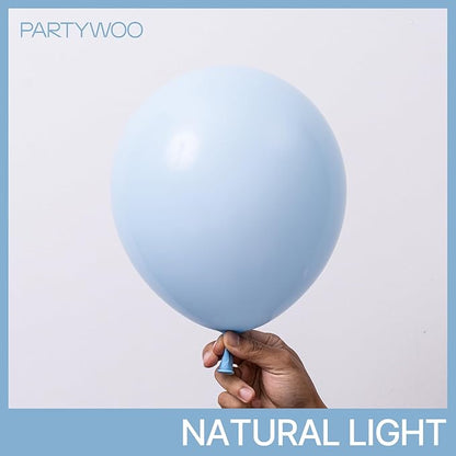 PartyWoo Baby Blue Balloons 101pcs 12 Inch Light Pastel Sky Aqua Blue Balloons for Graduation Baby Shower Gender Reveal Weddings Easter Birthday Bachelorette Anniversary Party Decorations Blue-Q13