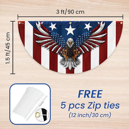 FLAGWIX American Flag Patriotic Eagle American Non-Pleated Fan Flag TPT1636F, 3x6 ft, 2 Pack Suitable for Outdoor and Indoor