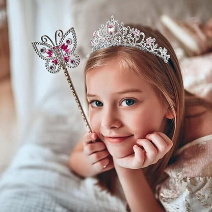 COCIDE Silver Tiara Crowns Crystal Headband Princess Rhinestone Crown with Combs Bride Headbands Bridal Wedding Prom Birthday Party Pink Hair Accessories Jewelry for Women and Girls