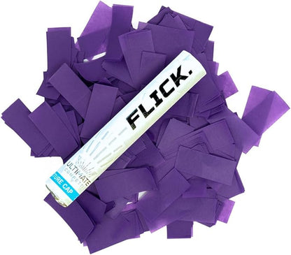 Ultimate Confetti Flick Stick Launcher - Handheld 6" Confetti-Launcher Wand, Flick to Launch Biodegradable Tissue Confetti (Purple, 8 Confeti Launcher Tubes, 2 Handful of Confettis per Wand, 1.5oz)