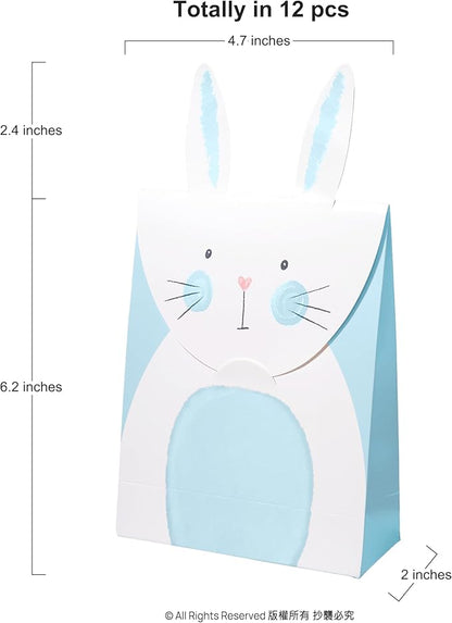 Cheerland Blue Bunny Party Favor Gift Bags Bunny Birthday Decorations Some Bunny is One Rabbit Birthday Easter Treat Bags Pastel Blue Goodie Boy Baby Shower Decor Tea Party Supplies 12 Pcs