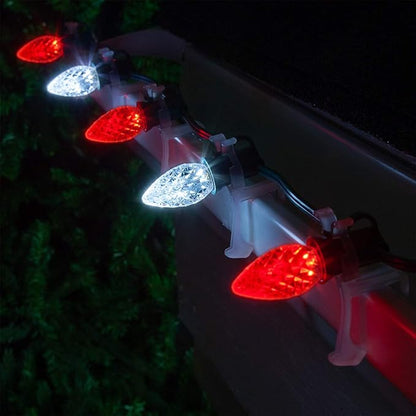 Wintergreen Lighting C7 OptiCore Commercial Red and Cool White Christmas Lights - LED Christmas String Lights, Outdoor Christmas Holiday Lights; Green Wire (50 Lights, 50 ft)