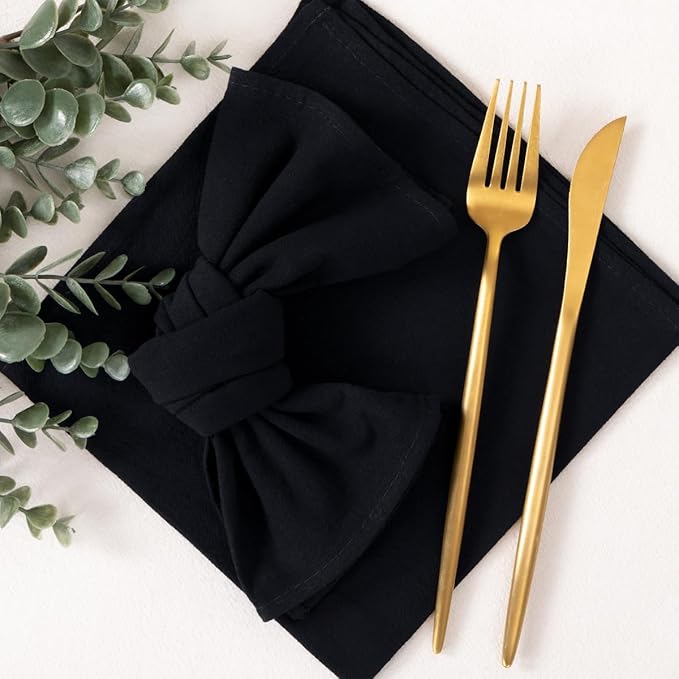 Socomi Cloth Napkins Black Fall Thanksgiving Washable Reusable Bulk Linen Cotton Napkins Set of 4 17"x17" for Wedding Party Bridal Baby Shower Birthday Dining Table Decorations