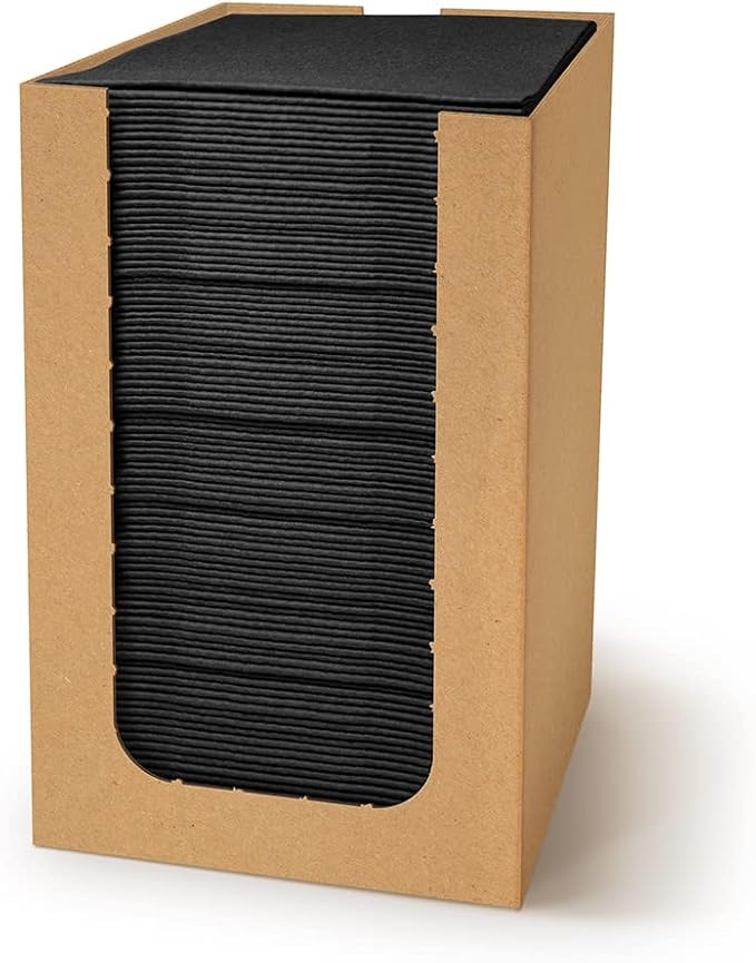 PAW - 100-Pack Disposable Linen-Feel Cocktail Napkins 4" x 4", Black Premium Paper Napkins for Parties, Elegant Cloth-Like Beverage Napkins For Bars, Restaurants, Made in Europe