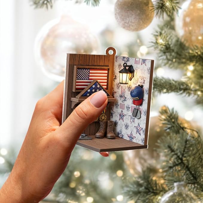 Custom Veteran Ornament 2025, Personalized Military Christmas Tree Decorations, Patriotic Home Decor, Holiday Xmas Gifts for Veterans and Soldiers