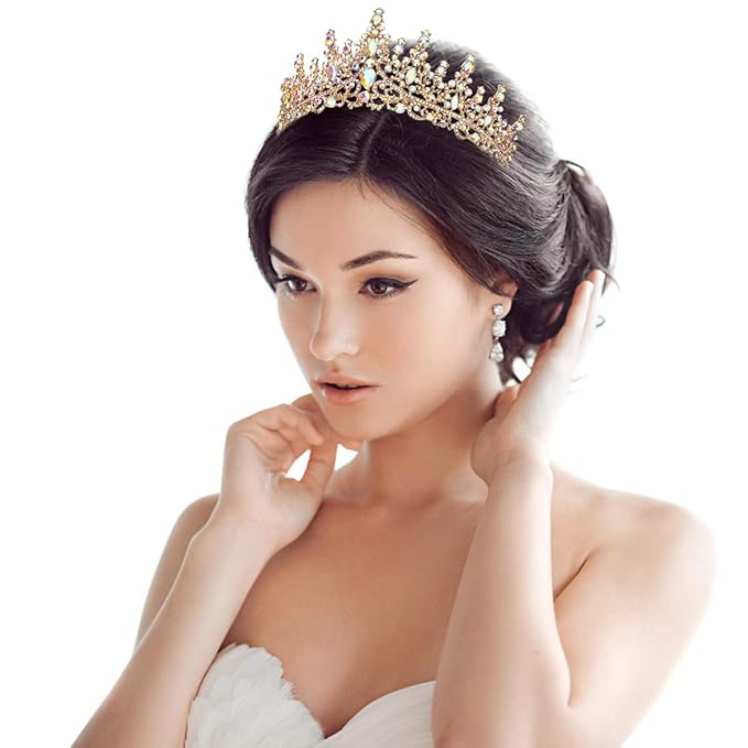 TOBATOBA AB Gold Crown for Women Wedding Tiara for Bride Queen Crown Crystal Tiaras and Crowns for Women Royal Princess Quinceanera Headpieces for Birthday Prom Pageant Halloween Cosplay Accessories