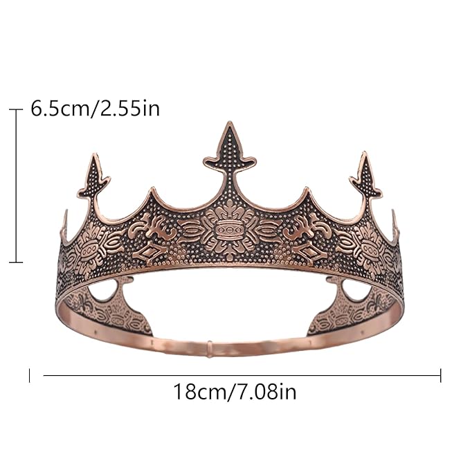 Generic King Crowns for Men, Theme Party Metal Hair Band for Men Headband (bronze color), 1 Count (Pack of 1)