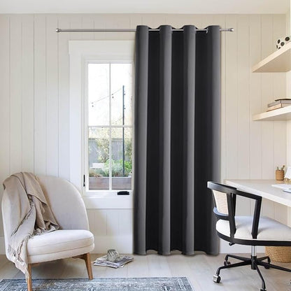 ChrisDowa Grommet Blackout Curtains for Bedroom - Thermal Insulated Room Darkening Curtains for Living Room (1 Panel Set, Dark Grey,52W x 95L)