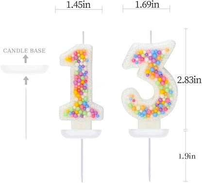 13th Birthday Candle for Cake, Colorful Macaron Numeral Candles for Boys/Girls, Theme Birthday Party Cake Decorations, Cake Topper for Birthday Party Supplies (Number 13)
