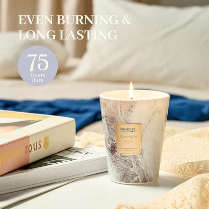 M&SENSE Summer Night Scented Candles for Home, 3 Wick Highly Scented Jar Candle, 14.1 Oz 80H Long Lasting Burning Christmas Candle for Women, Aromatherapy Candles for Holiday Christmas Gift
